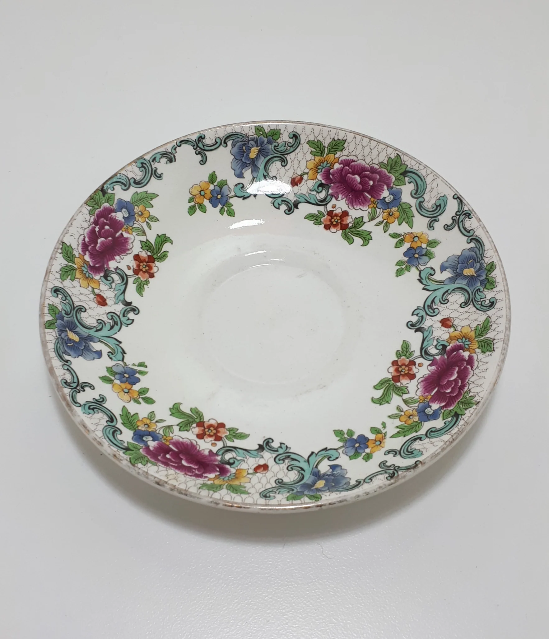 1930’s Rare Booths Porcelain Larger Saucer – Floradora Pattern - Image 3