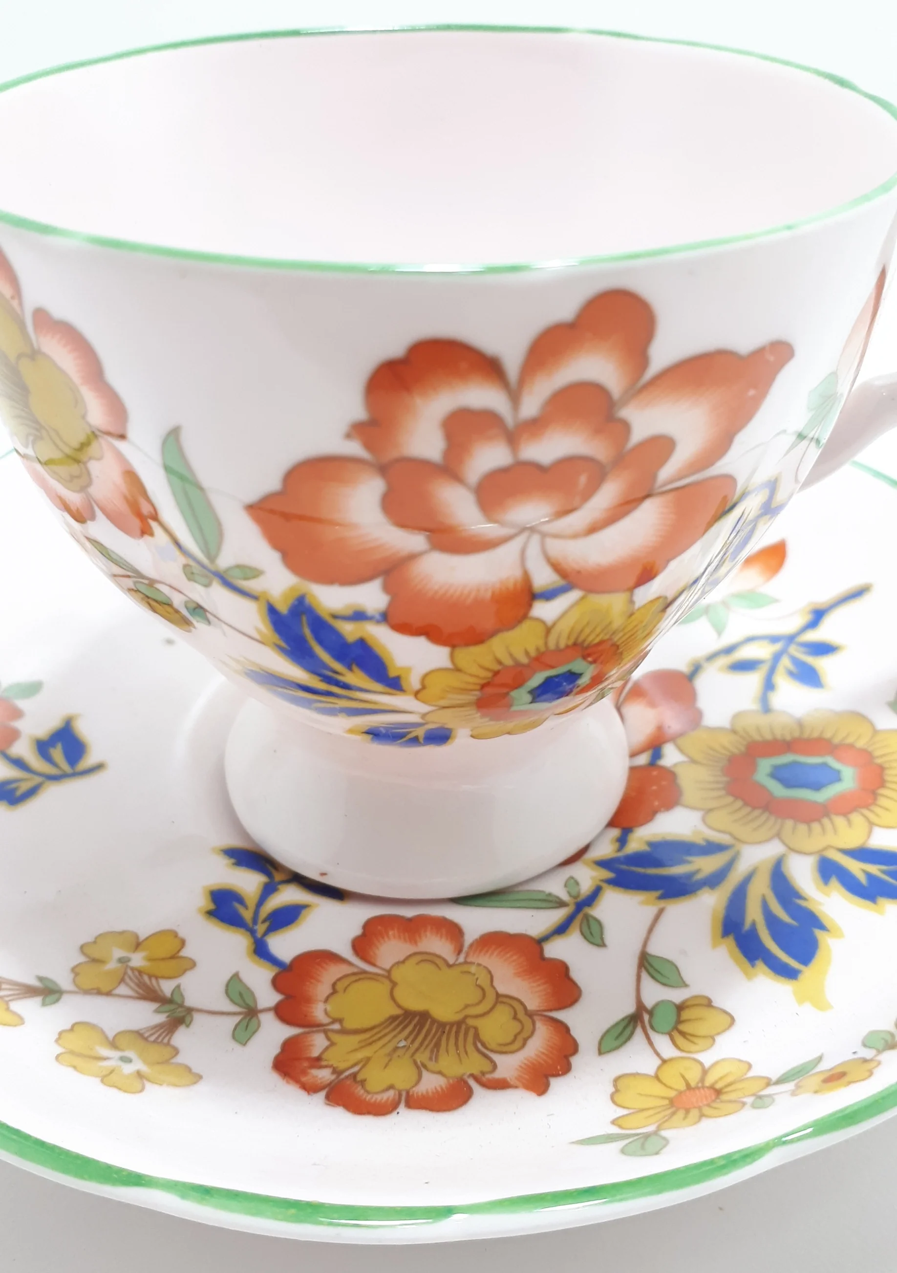 1950's Tuscan Fine English Bone China (RH & SL Plant Ltd.) Tea Duo - Floral on Pink Background - 9172H - Image 3