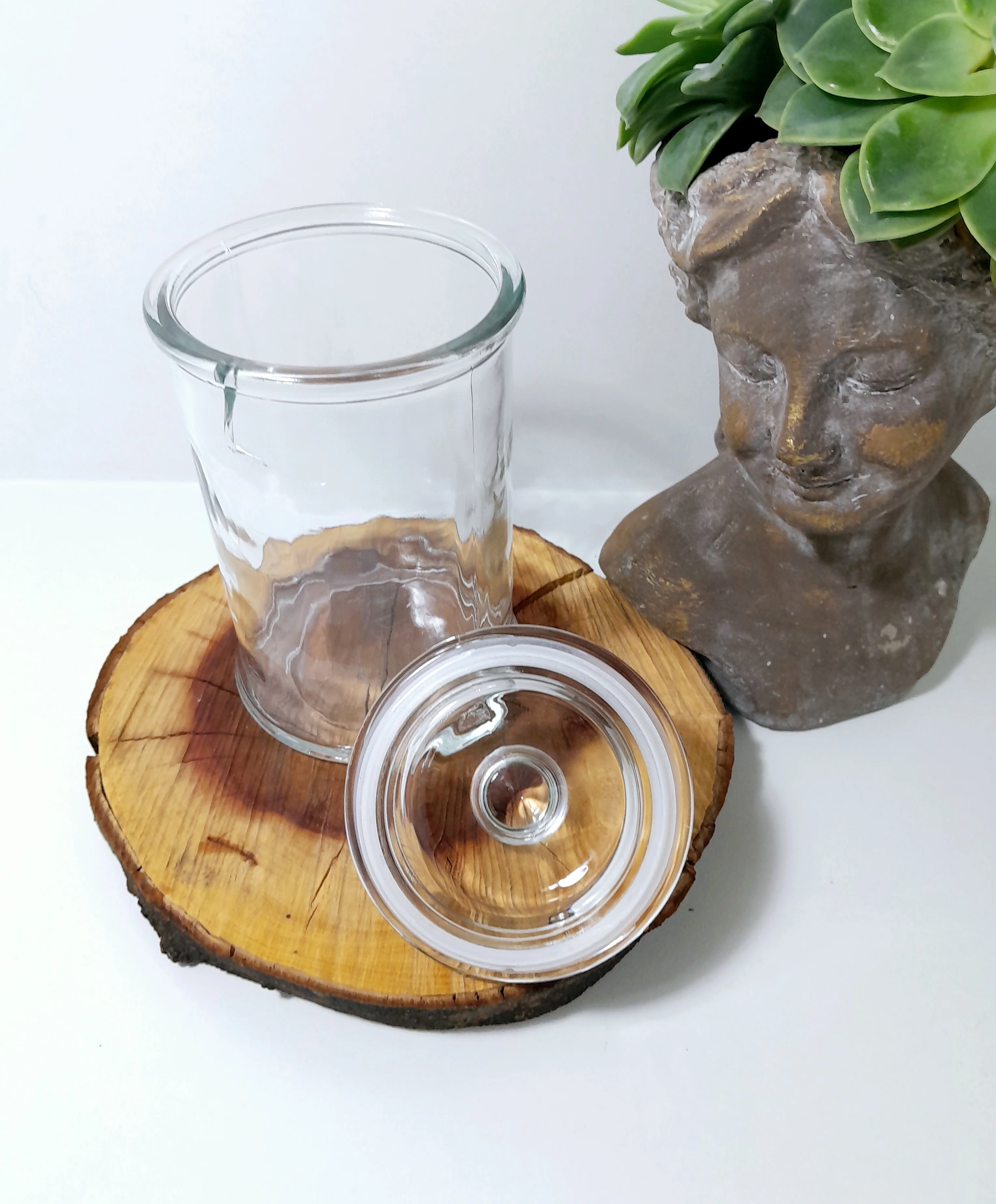 Clear Glass Storage Jar With Tight Fitting Lid & Knob Finial - Image 3