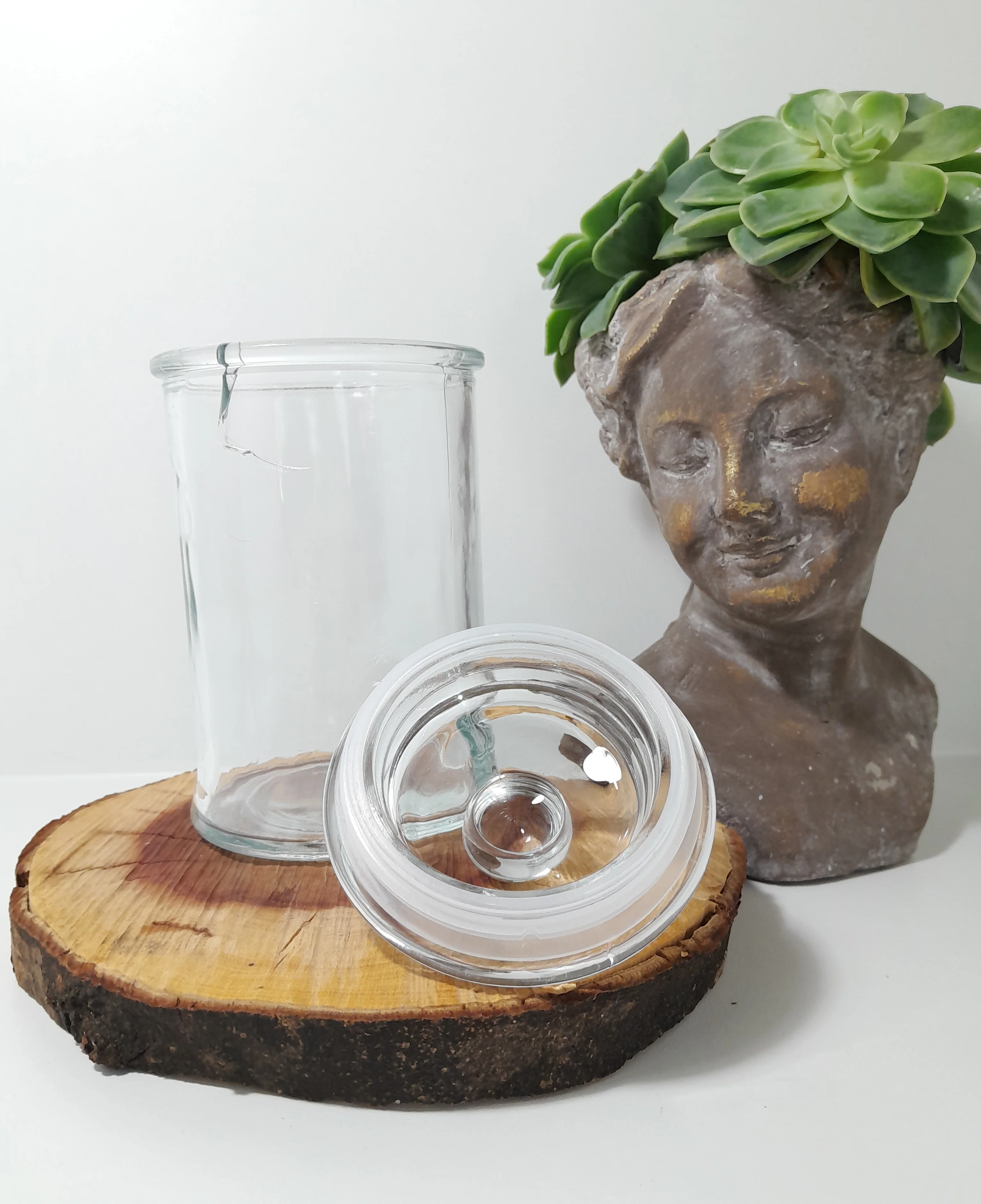 Clear Glass Storage Jar With Tight Fitting Lid & Knob Finial - Image 4