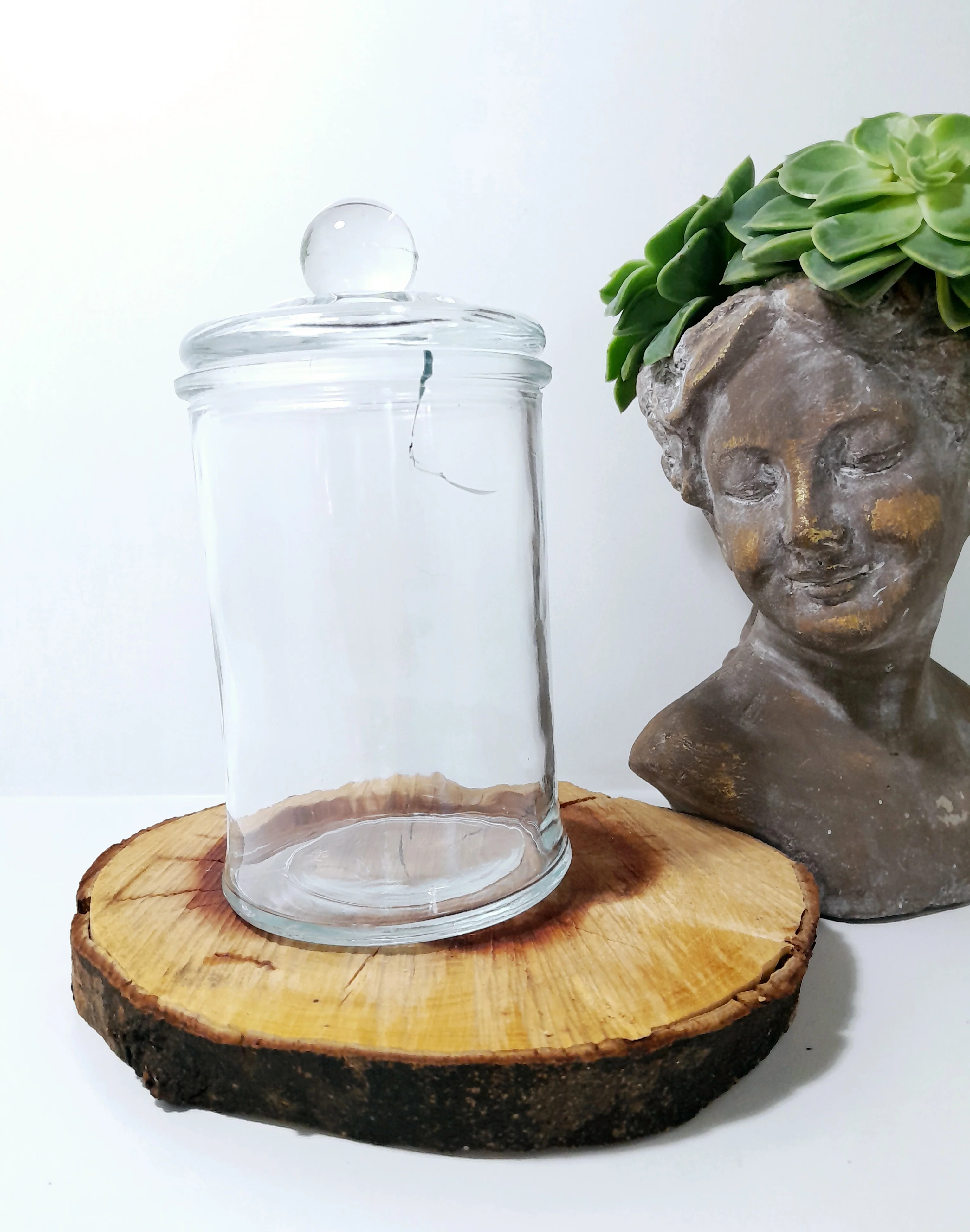 Clear Glass Storage Jar With Tight Fitting Lid & Knob Finial - Image 5