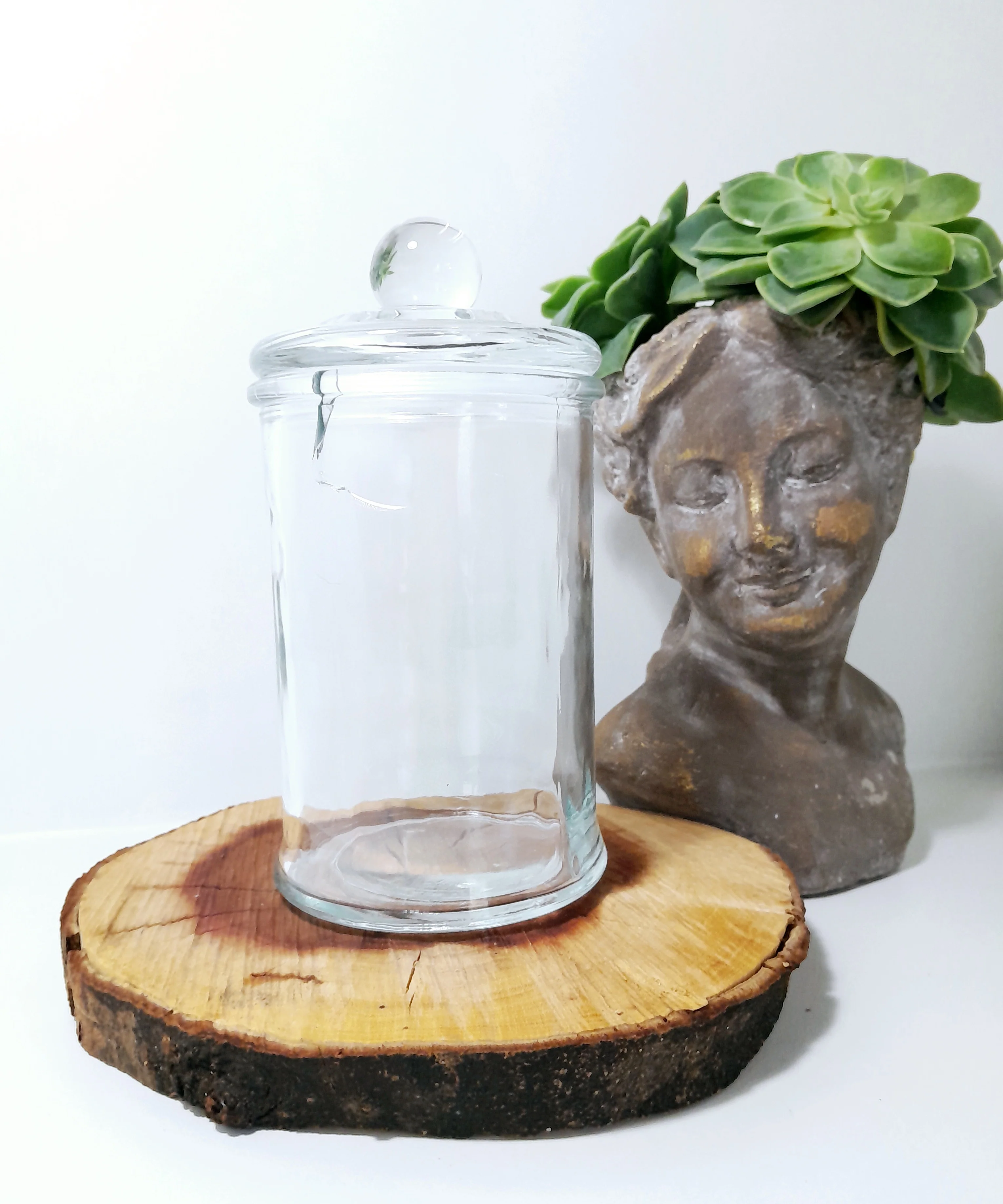 Clear Glass Storage Jar With Tight Fitting Lid & Knob Finial - Image 6