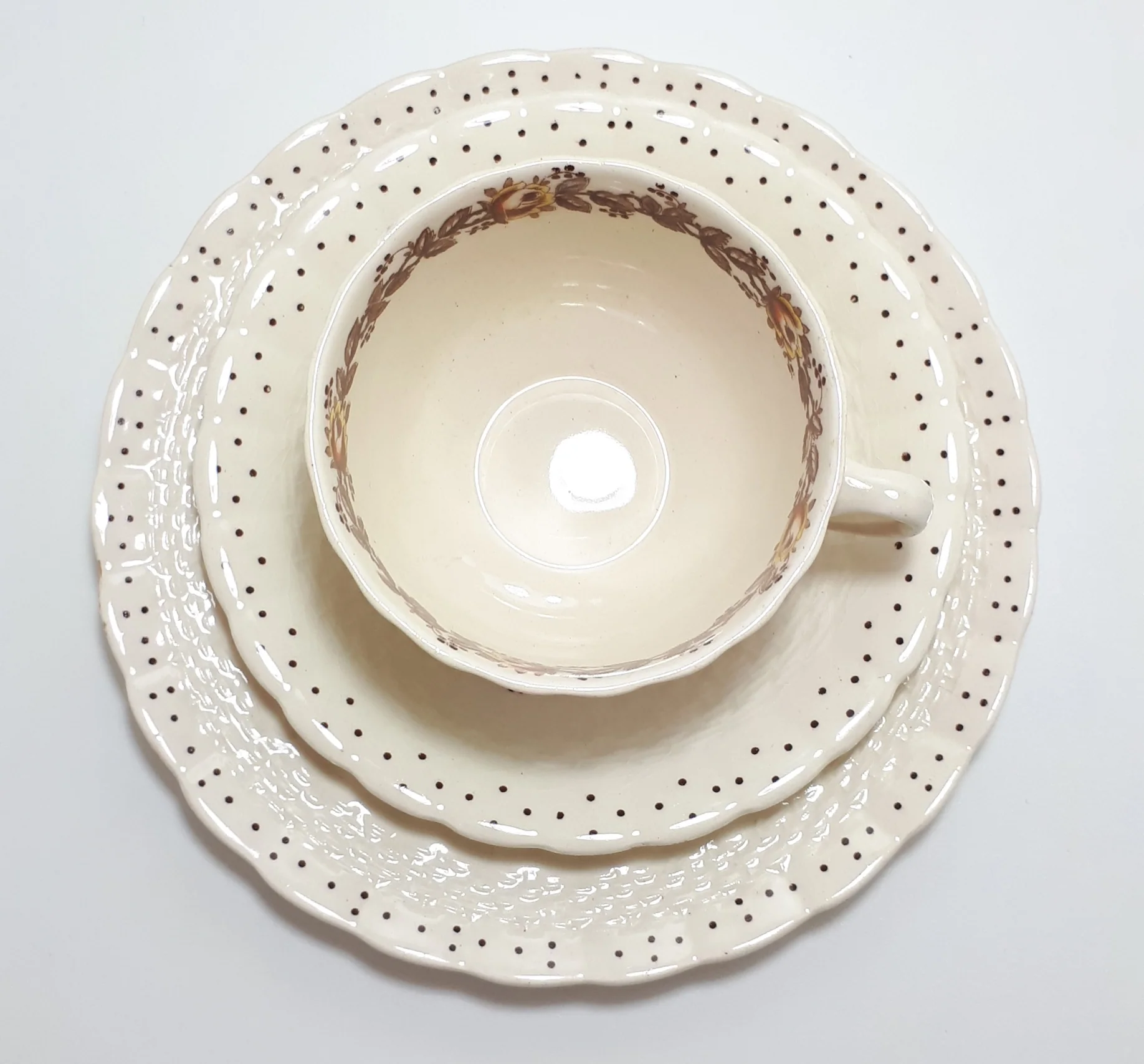 1940's Porcelain Simpsons Potters Ltd. Ambassador Ware Tea Trio - Chetwynd Pattern - Image 6