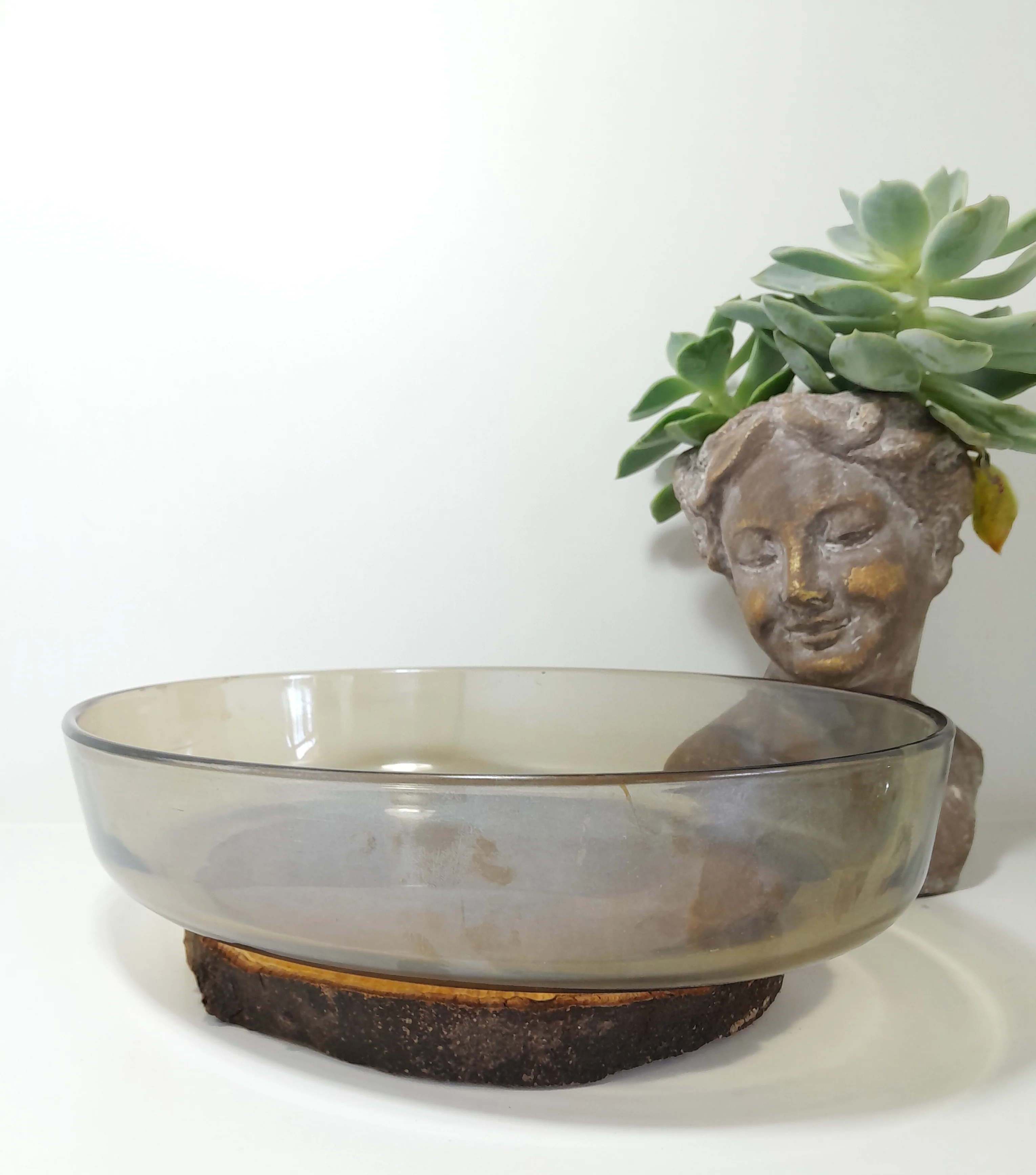 Extra Large Vintage Arcopal Smoked Glass Casserole Dish - Image 3