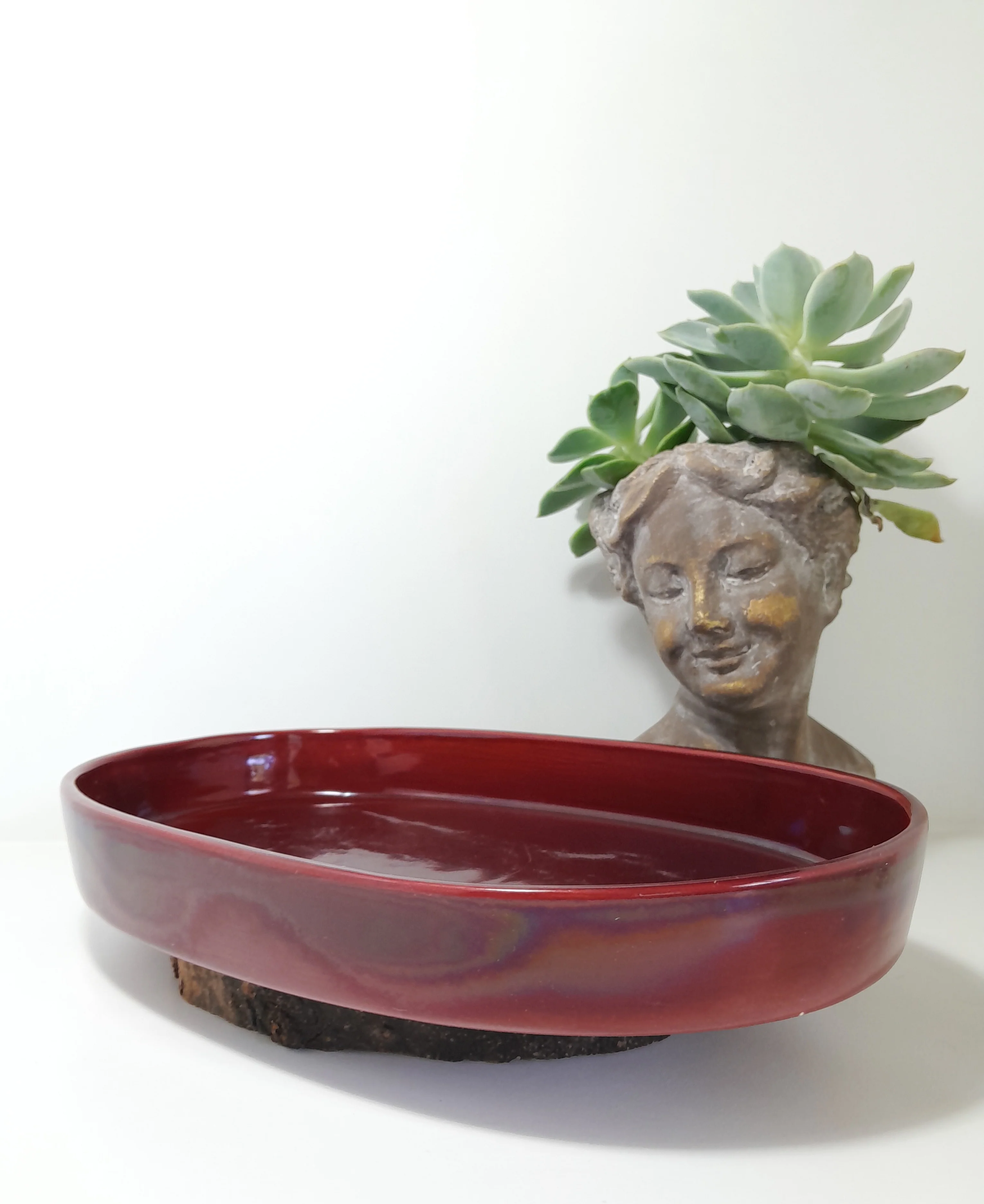 Large Oval Zaalberg Potterij Serving Bowl – Deep Burgundy - Image 3
