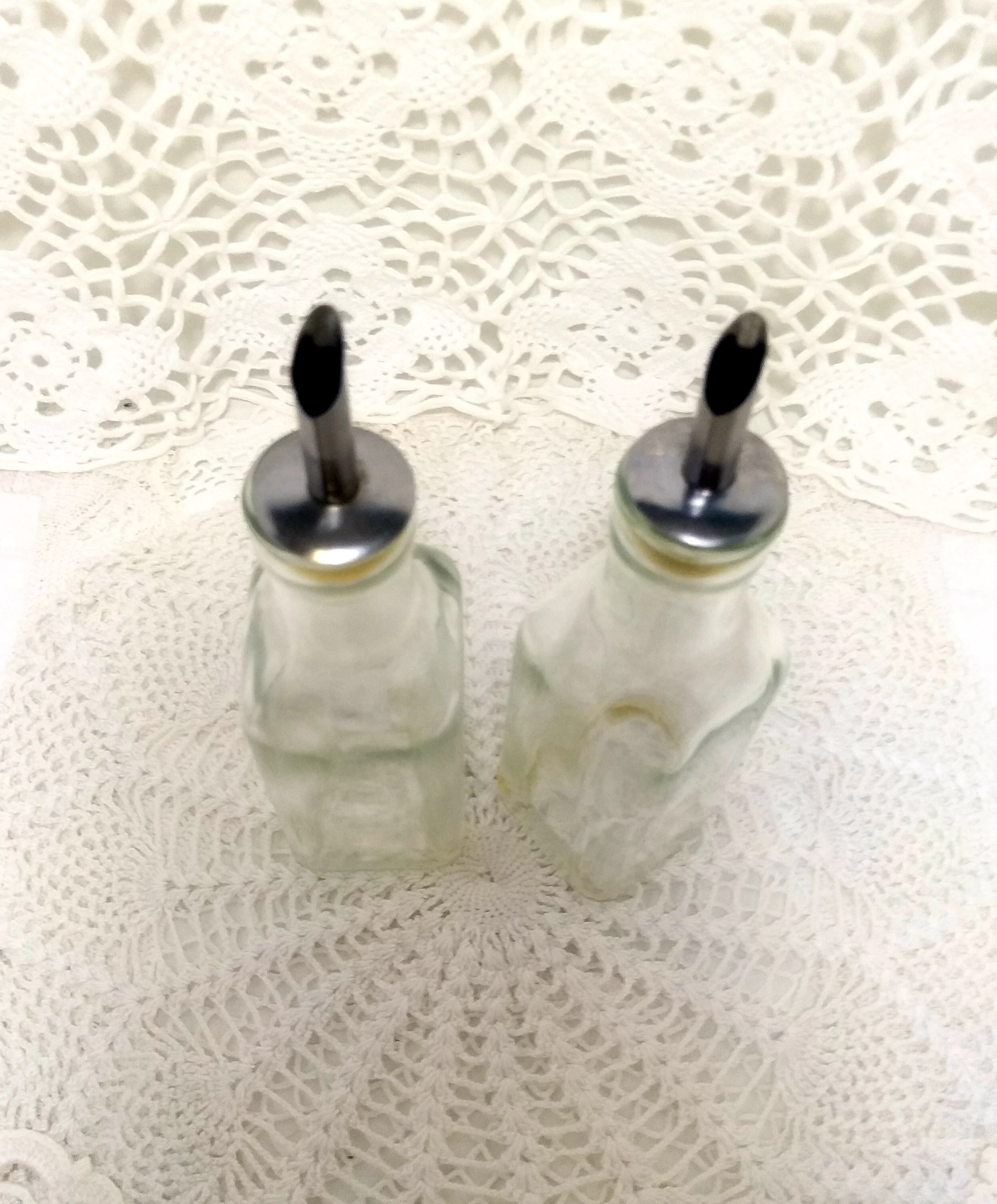 Pair Of Square Glass Vinegar And Oil Dispensers - Image 3