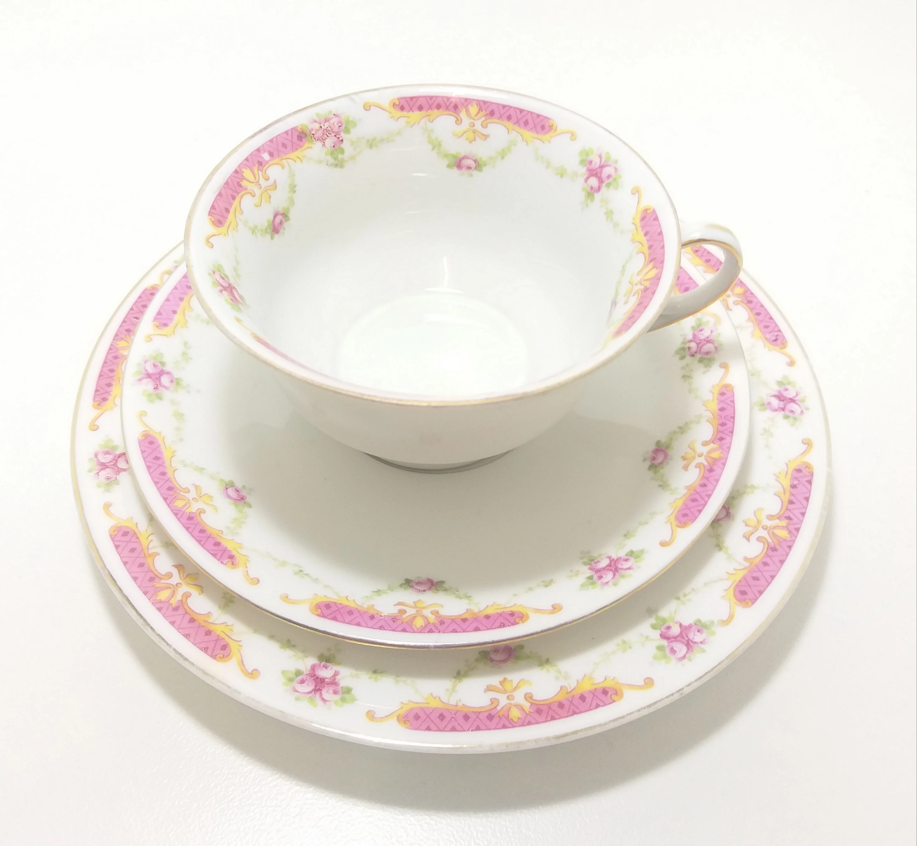 Rare Antique 1918+ MZ Altrohlau CM-R Czechoslovakian Fine Porcelain Tea Trio – Cup, Saucer & Tea Plate - Image 3