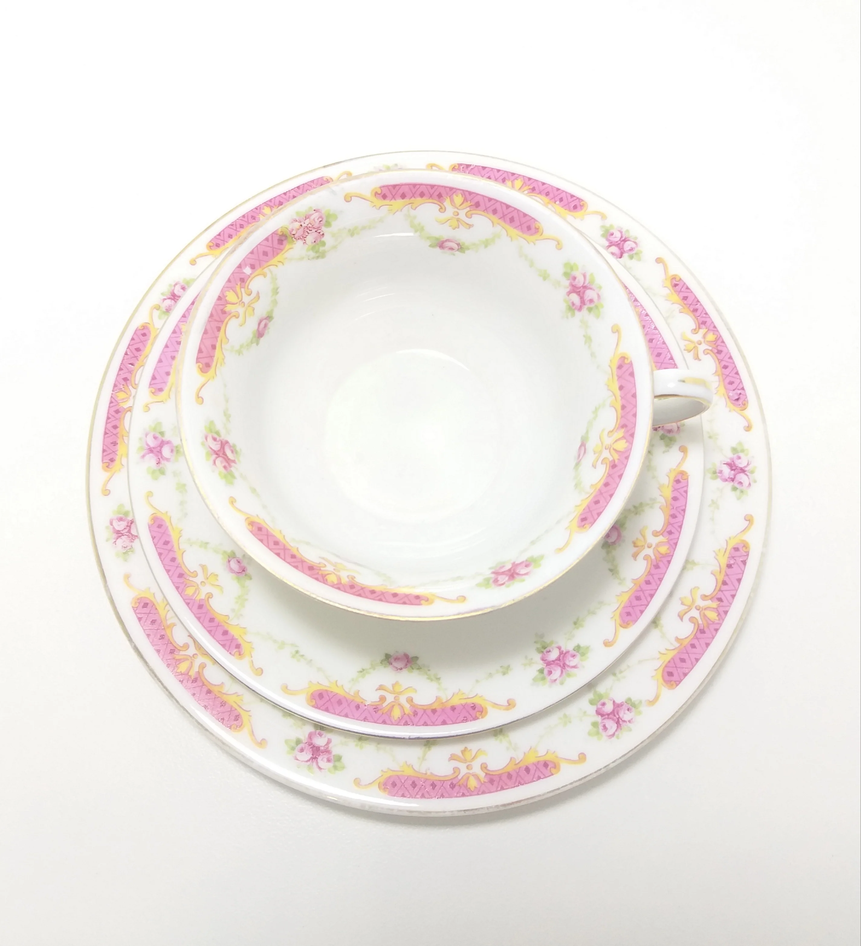 Rare Antique 1918+ MZ Altrohlau CM-R Czechoslovakian Fine Porcelain Tea Trio – Cup, Saucer & Tea Plate - Image 4
