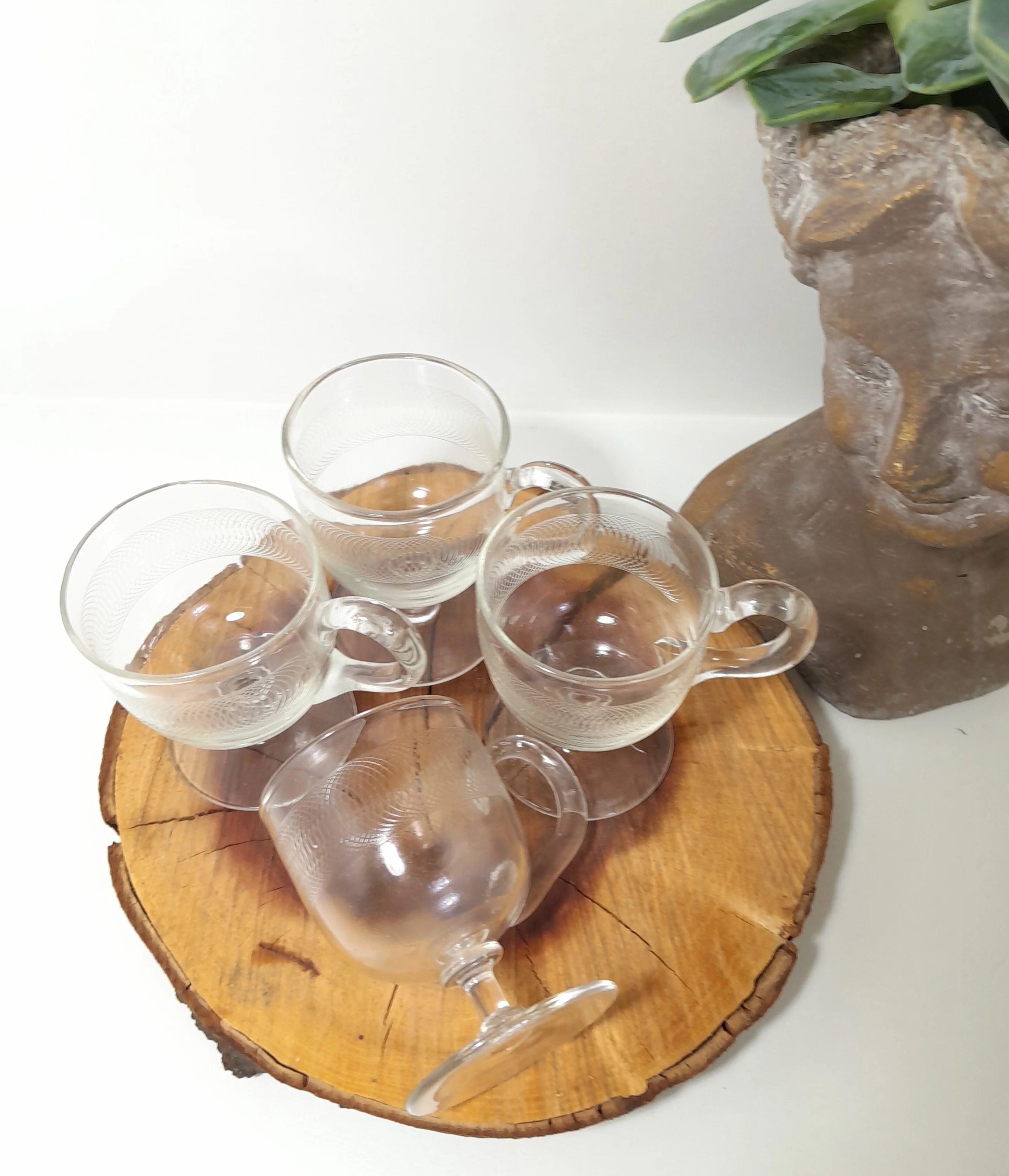 Set of 4 Antique Victorian or Edwardian Etched Custard Cups - Image 4