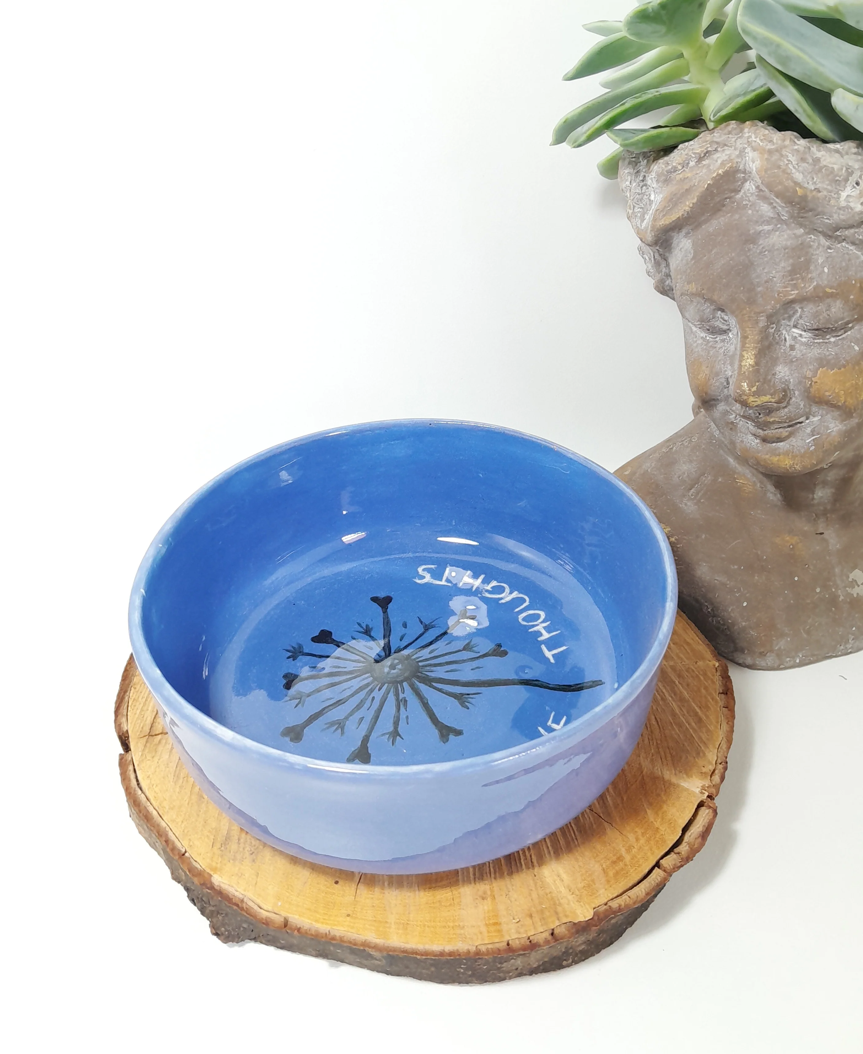 Versatile Handmade Ceramic Bowl – Blue “Positive Thoughts” - Image 3