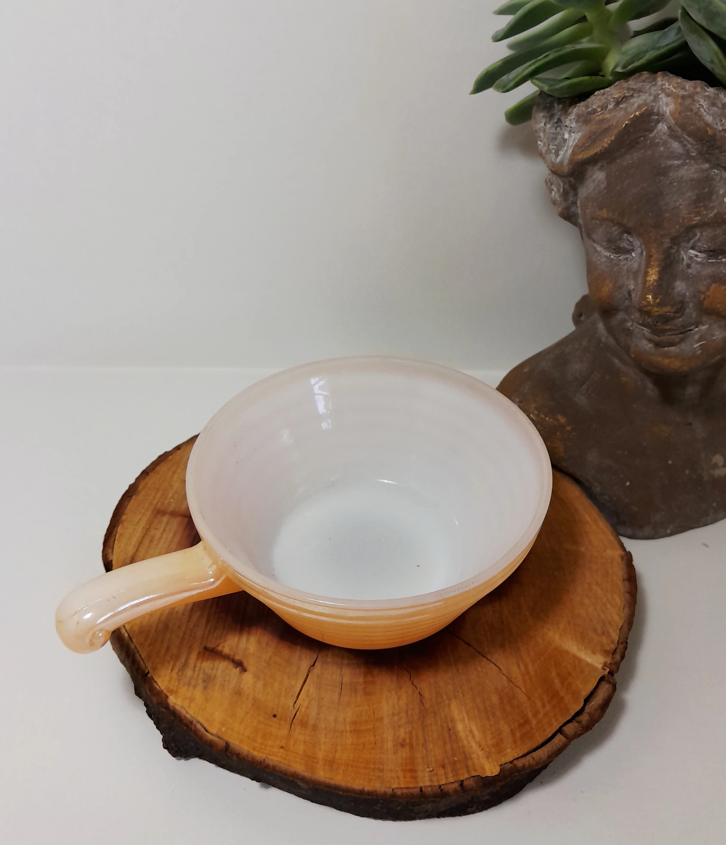 Vintage Fire King Peach Lustre Handled Bowl - Image 3