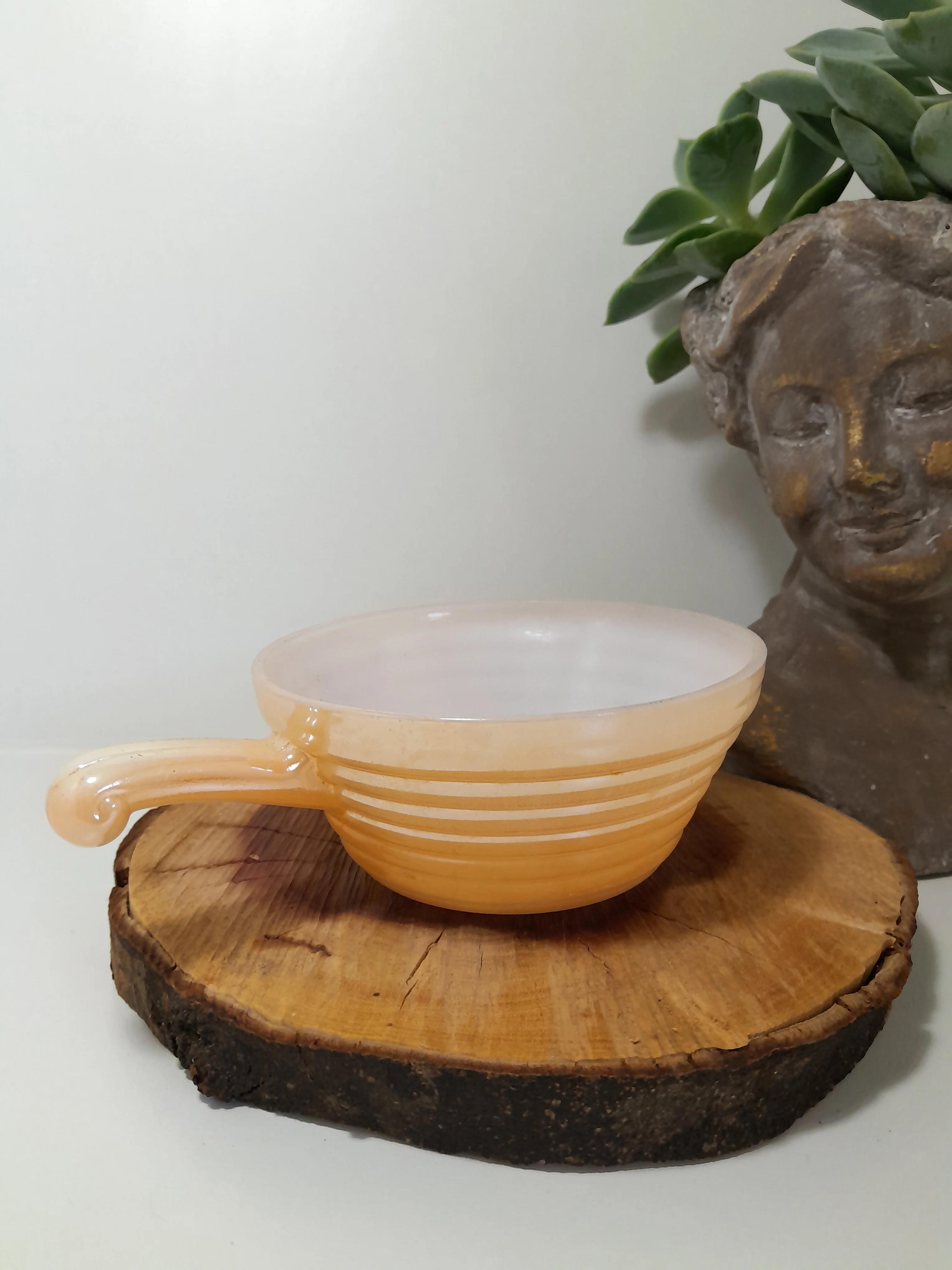 Vintage Fire King Peach Lustre Handled Bowl - Image 4