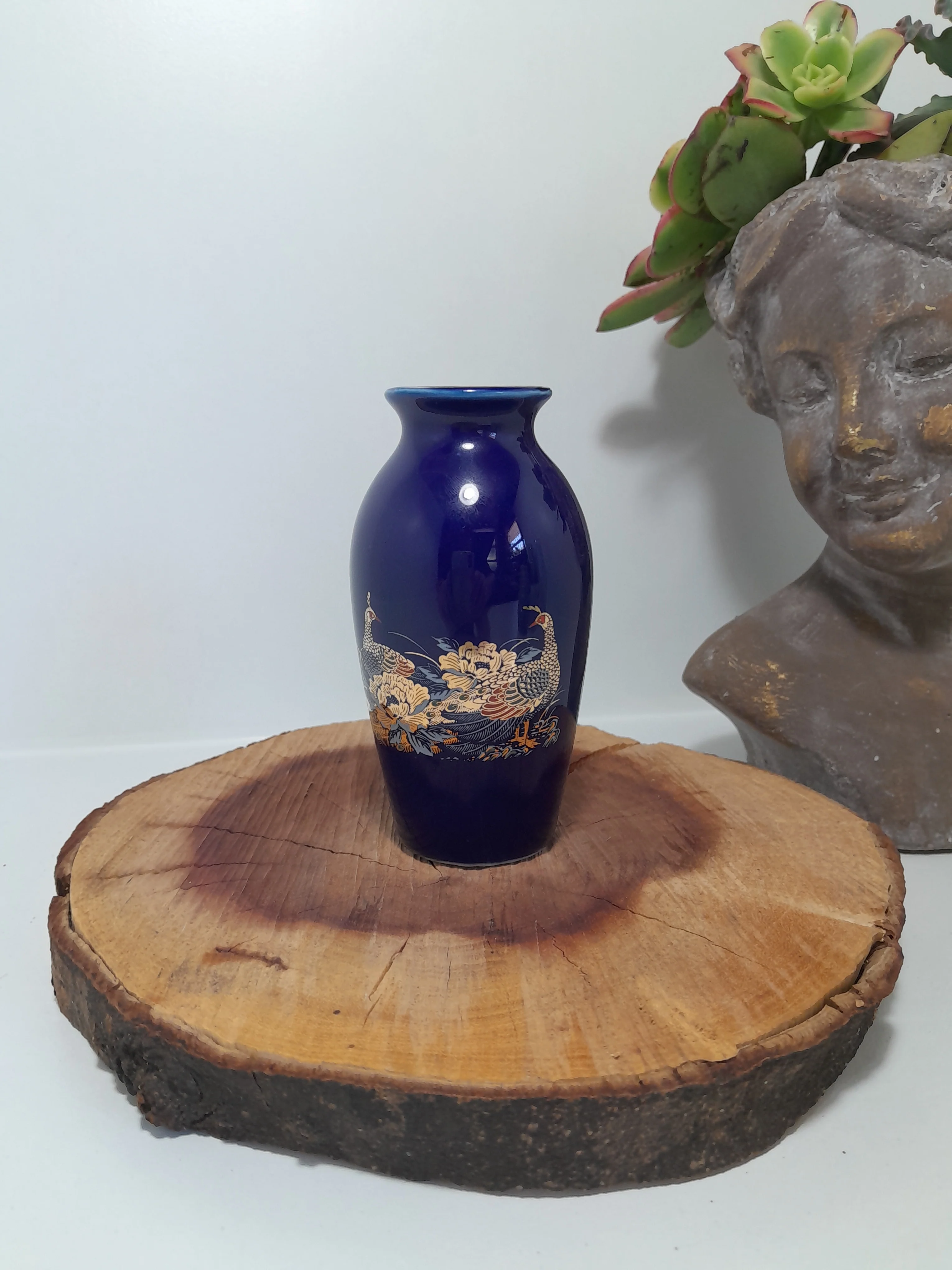 Vintage Small Cobalt Blue Hand-Painted Japanese Kutani Bud Vase - Image 4