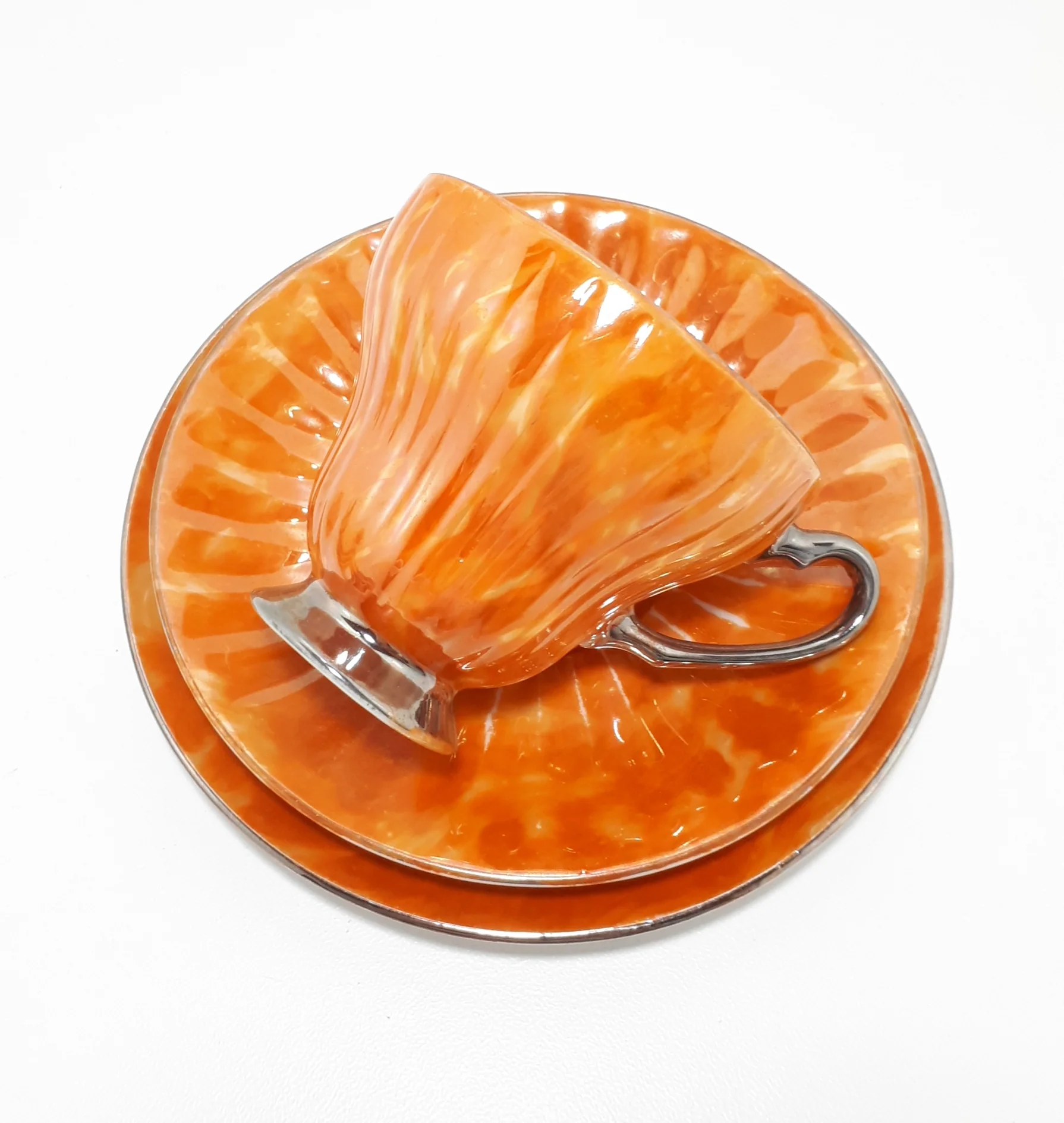 Vintage Unmarked Lustre Tea Trio – Cup, Saucer & Tea Plate - Image 3